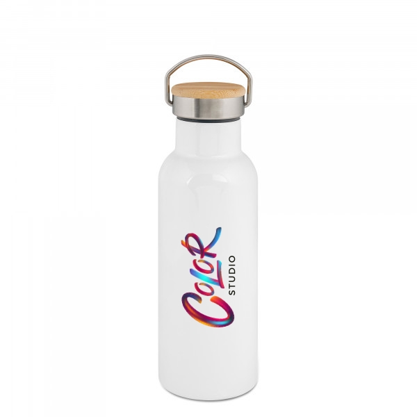 Bouteille isotherme en inox avec couvercle en bambou 500 ml