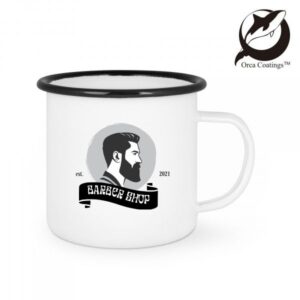 Tasse émaillée blanche - Black Orca